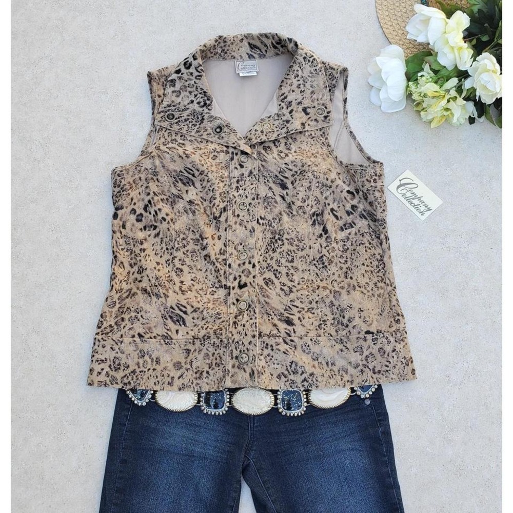 Company Collection Light Brown Cheetah‎ Print Vest Size Small ~ NEW